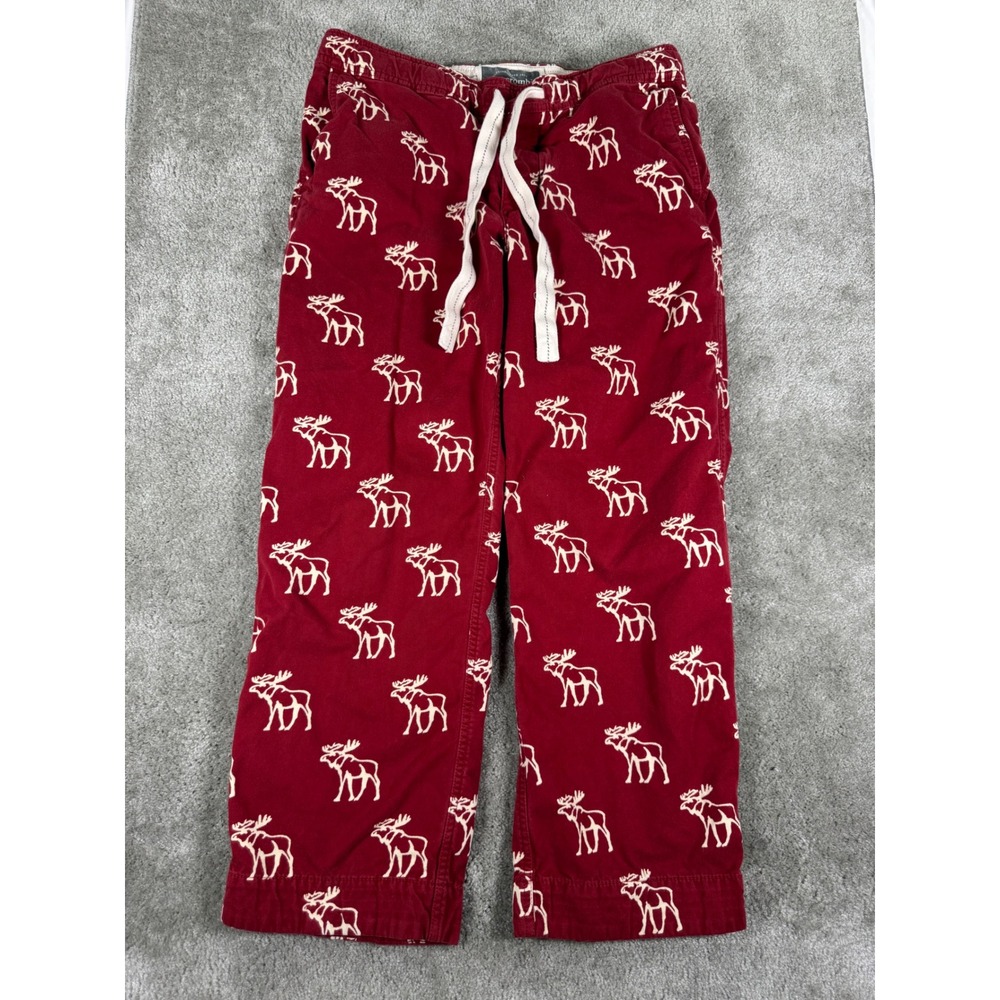 Abercrombie & Fitch Mens Red Moose Print Cotton Pajama Lounge Pants Size M
